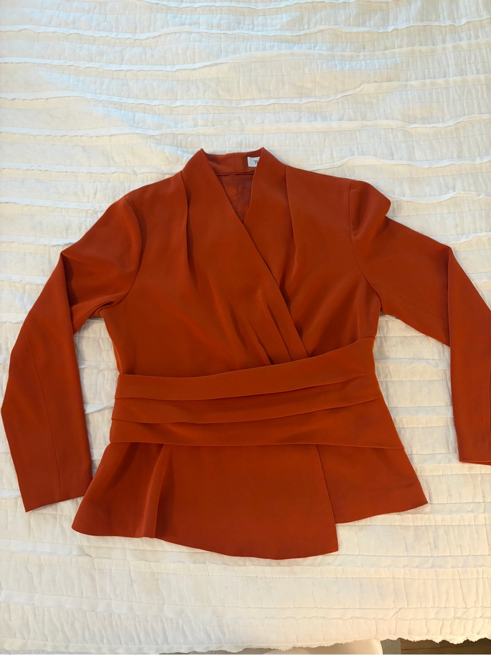The Fold Belleville Wrap Top in Burnt Orange